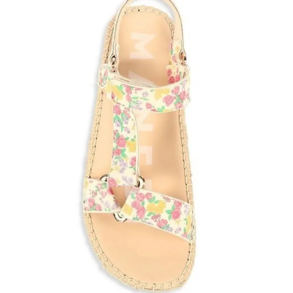 NWT Loveshackfancy X Manebi Floral Leather Espadrille Sport Sandals Size 39/US 8